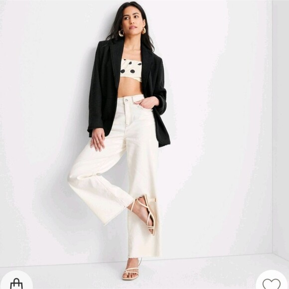 🆕 Future Collective Jenny K Lopez Collection Cream High Rise Wide Leg Jeans 26w - Picture 4 of 9